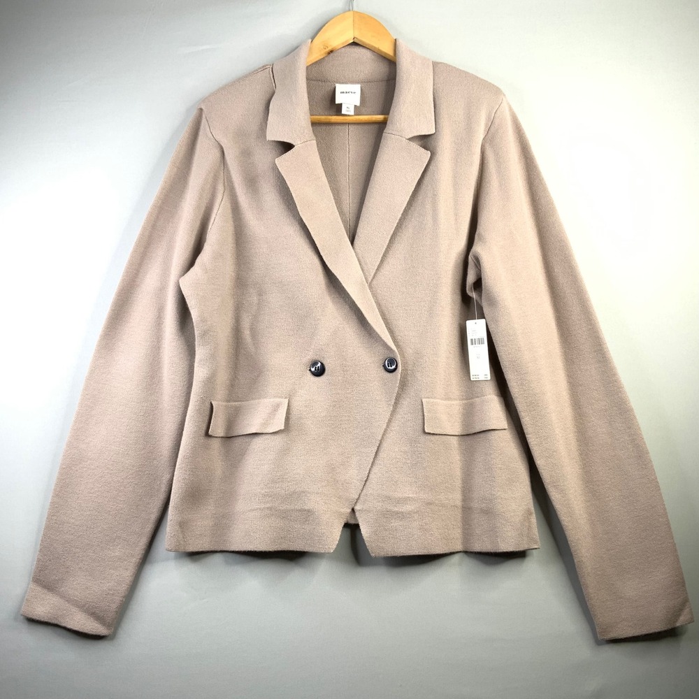 Maeve Tan Knit Double Breasted Blazer Jacket Women's‎ XL